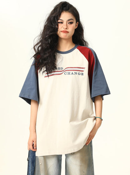 Stitching Contrast Raglan T-Shirt