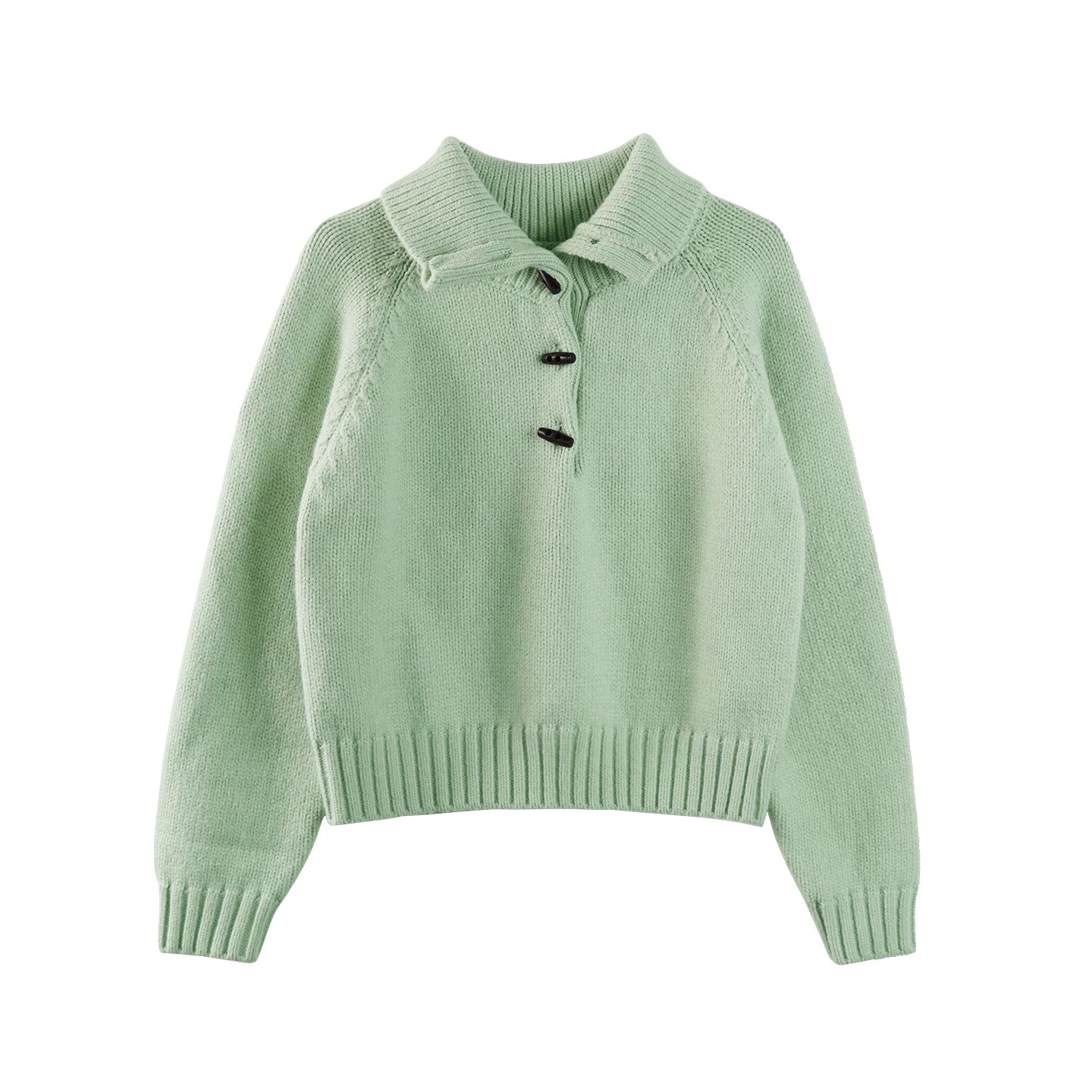 Light Bean Green Toggle Sweater