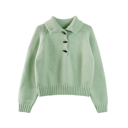 Light Bean Green Toggle Sweater