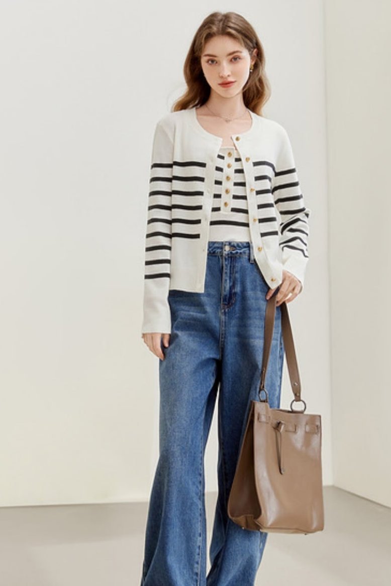 Striped Wool Cardigan Set