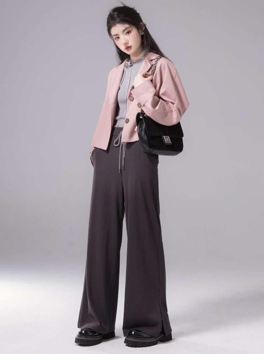 Knitted Stretch Wide-Leg Pants