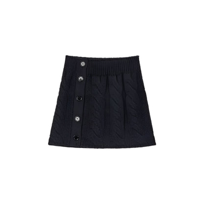 Twist Pattern Knit Sweater Jacket & Skirt Set-Up