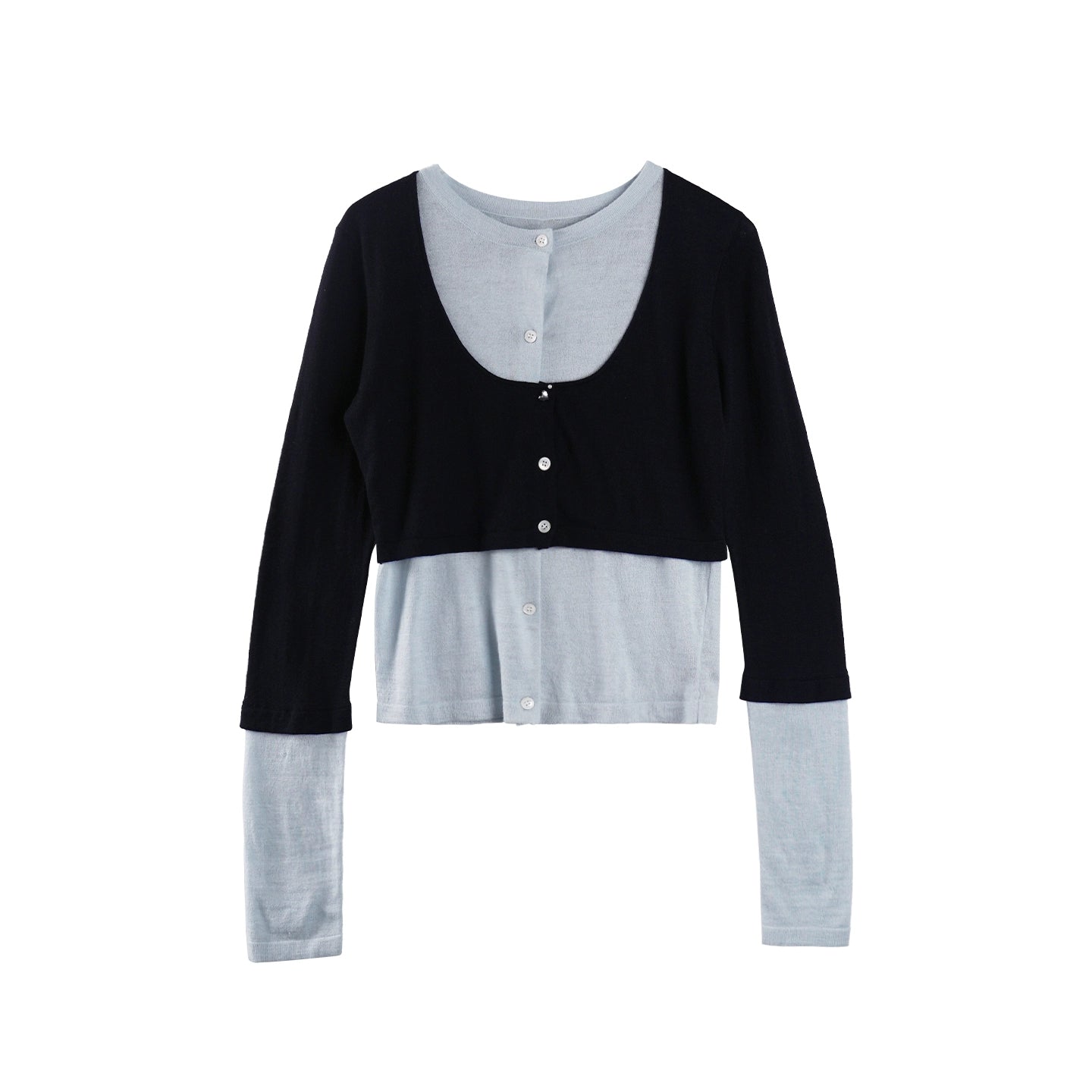 Contrasting Long-Sleeved Knitwear Top