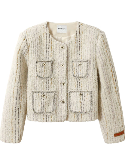 Fragrance padded shoulder knit jacket