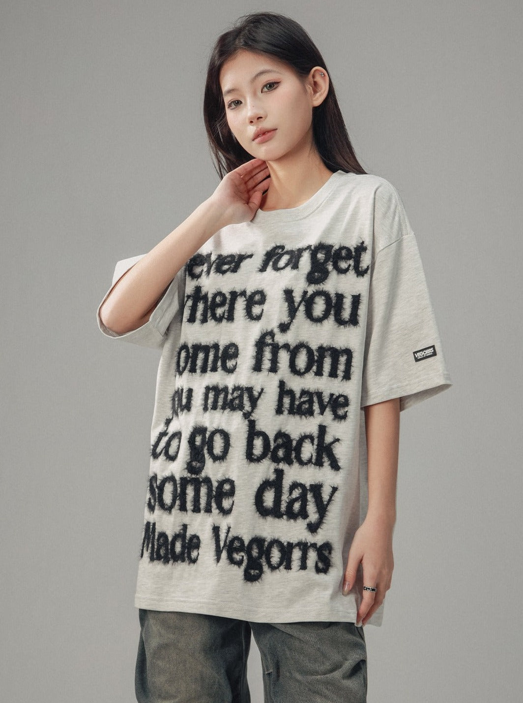 Vintage Letter Print Crew Neck T-Shirt