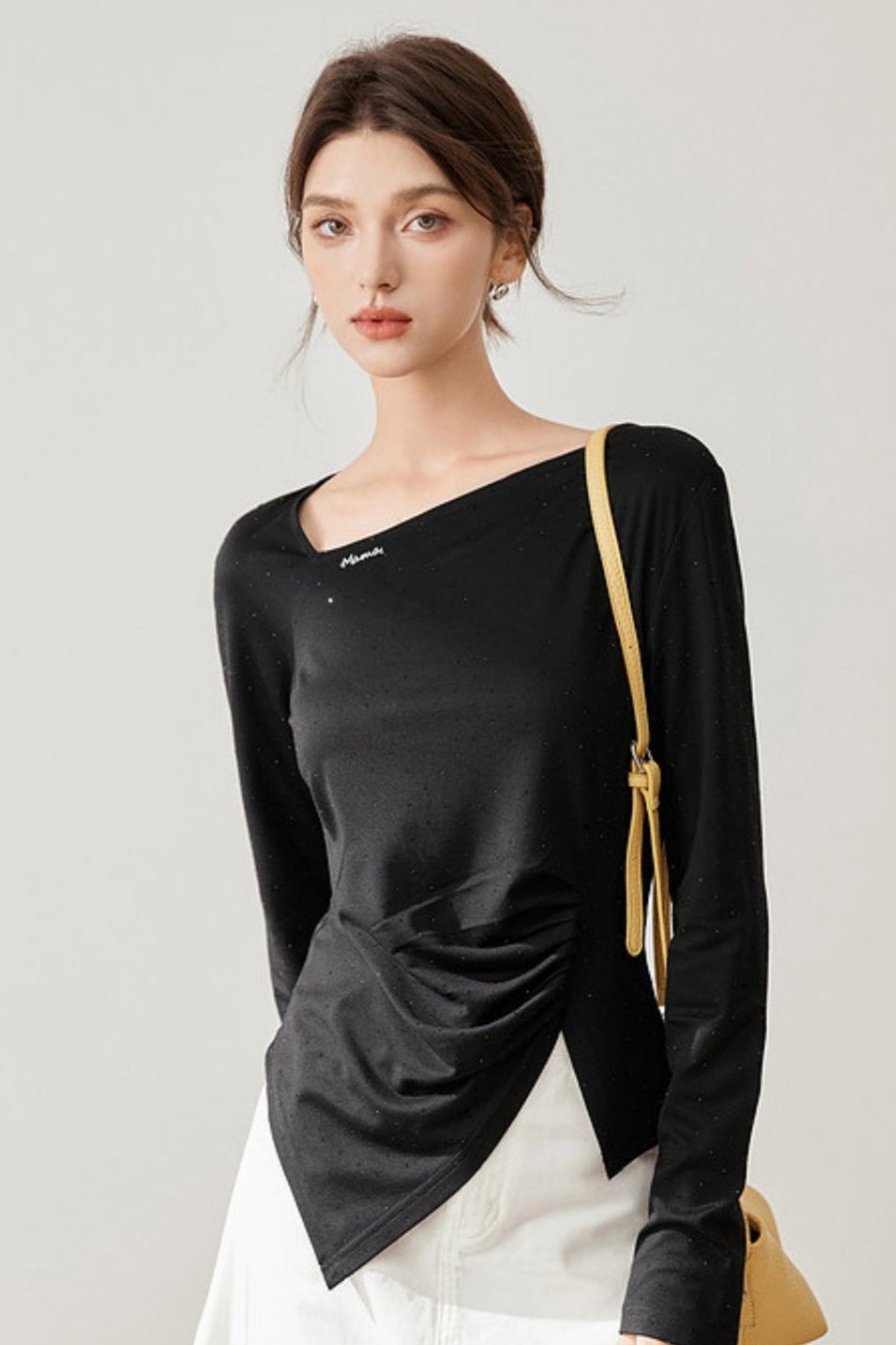 Slim Fit Irregular Pleated Shirt