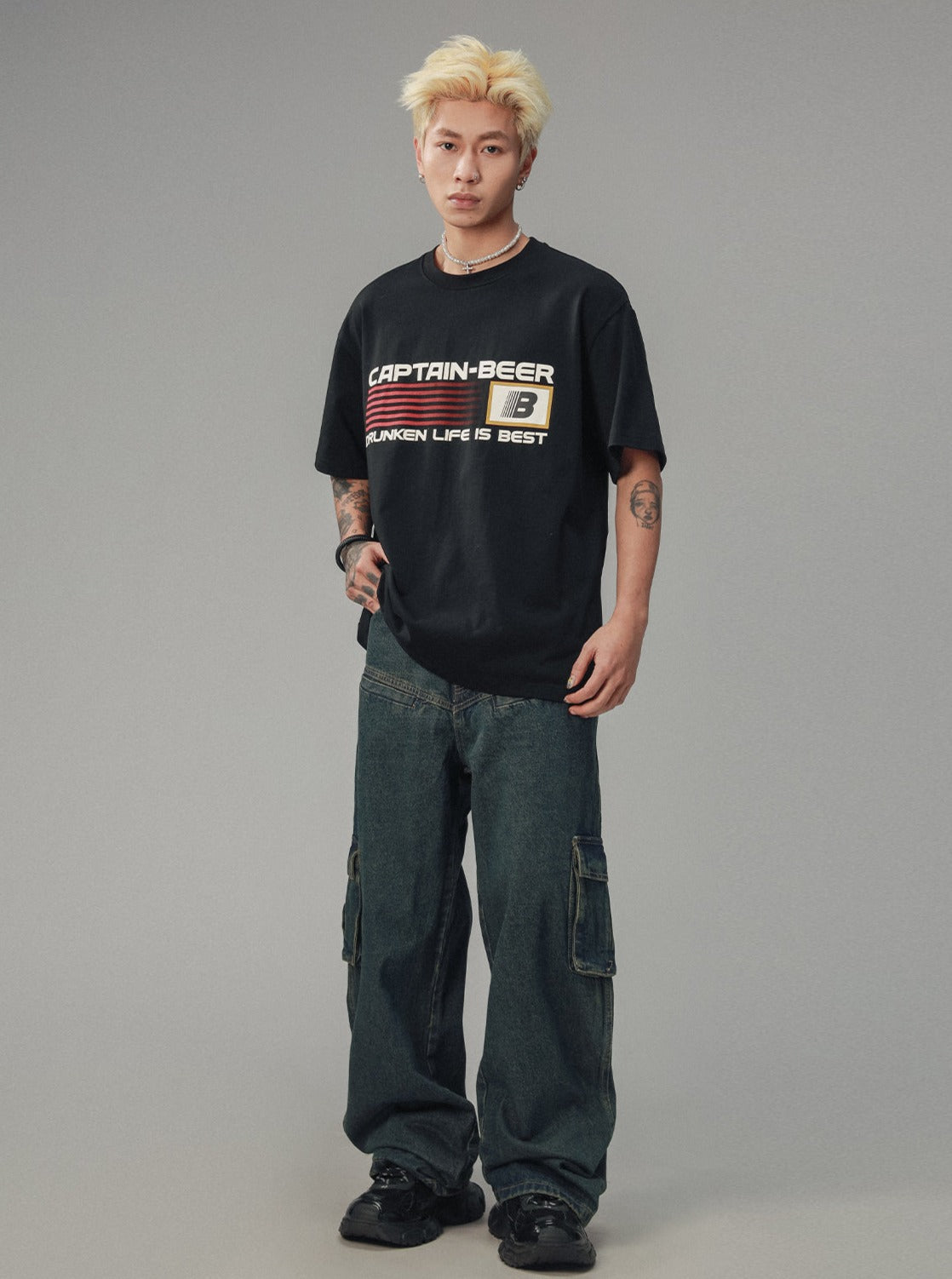 Heavy Straight-Leg Casual Cargo Jeans Pants