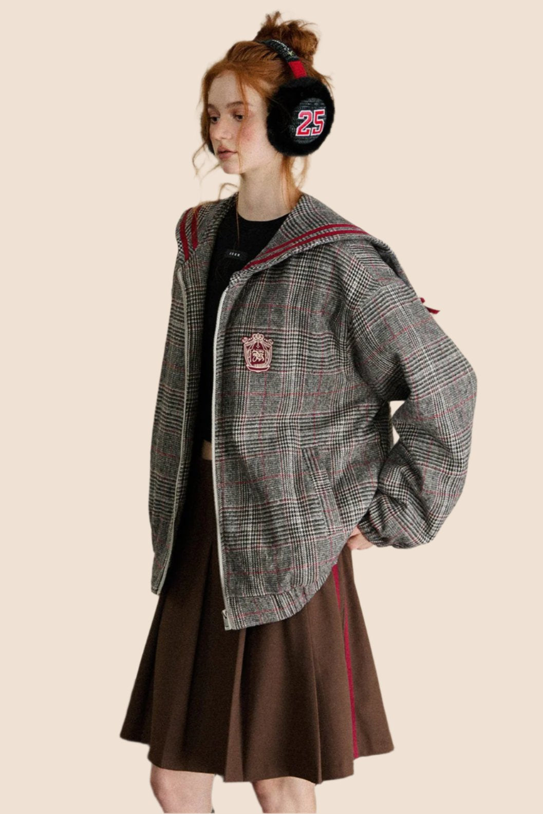 Loose Check Hooded Jacket