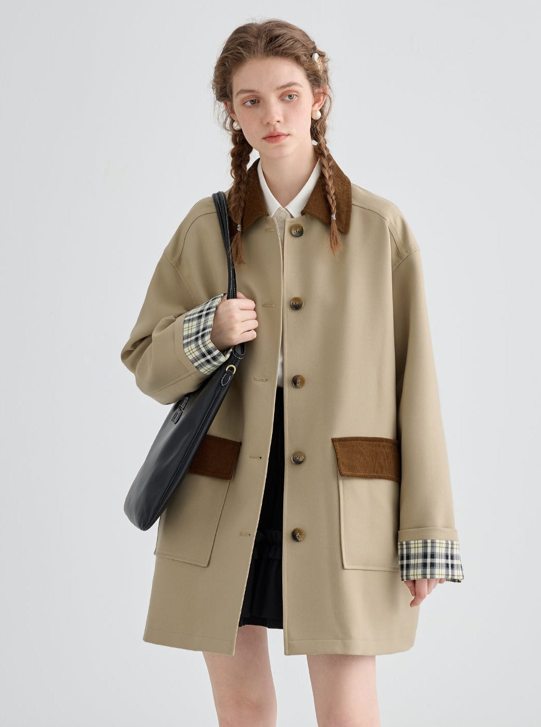 Patchwork trench coat