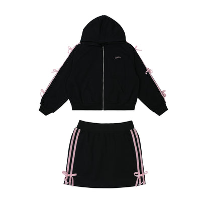 Hooded Sweatshirt and Skirt Set-Up