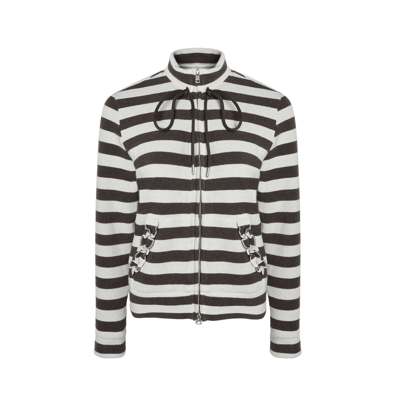 Stand-Up Striped Sweatshirt Jacket Set-Up