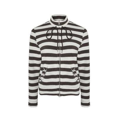 Stand-Up Striped Sweatshirt Jacket Set-Up