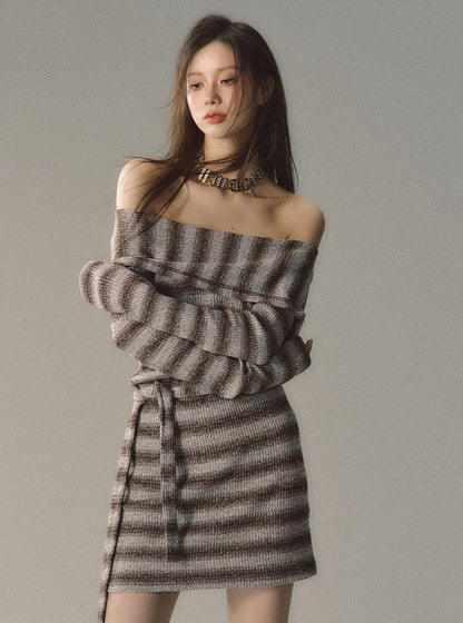 striped knitted sweater dress