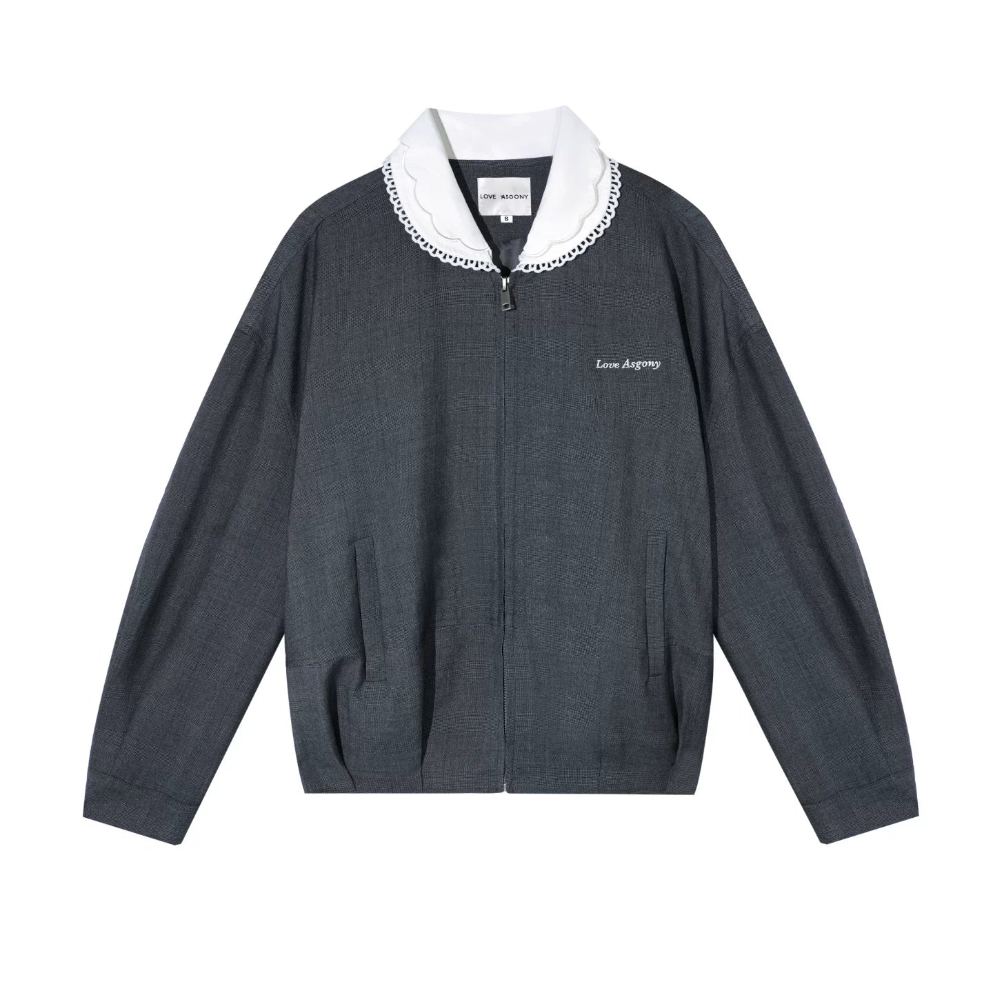 Lace Floral Gray Jacket Skirt Set-Up