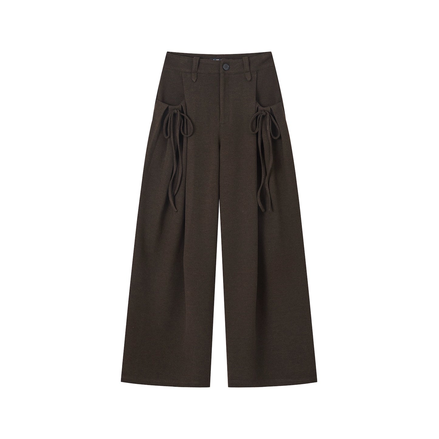 Pleated Bow Woolen Pants
