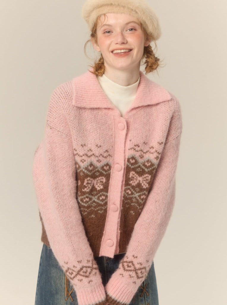 bow knit cardigan jacket