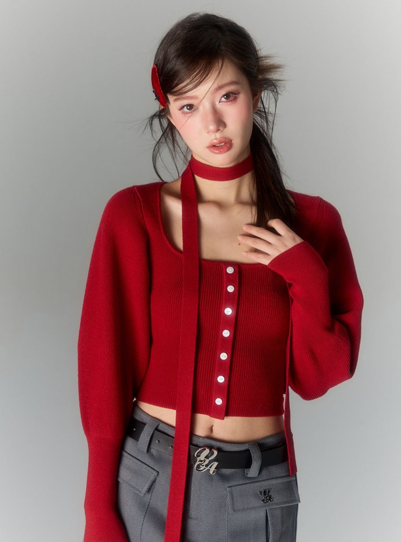 Puff Sleeve Woolen Top