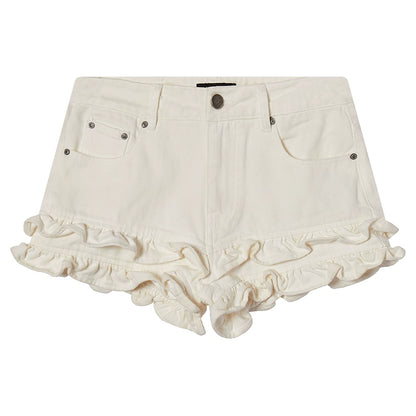 Khaki Lace Denim Shorts
