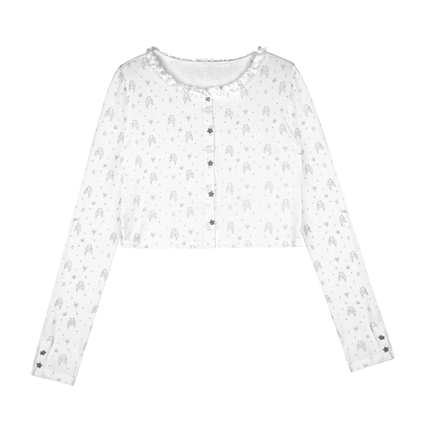 Angel Bear Print Camisole Cardigan Set-Up