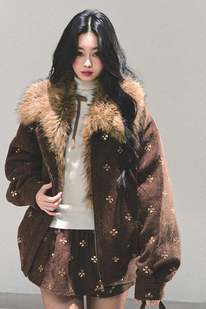 Maillard Wool Jacket With Skirt Set-Up