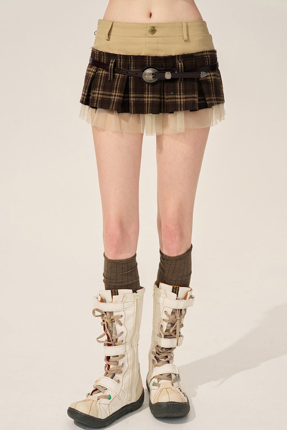 Thin Plaid Mesh Tutu Skirt