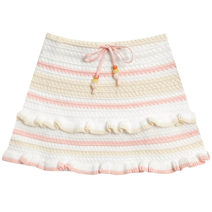 Knitted Stripe Design Mini Skirt