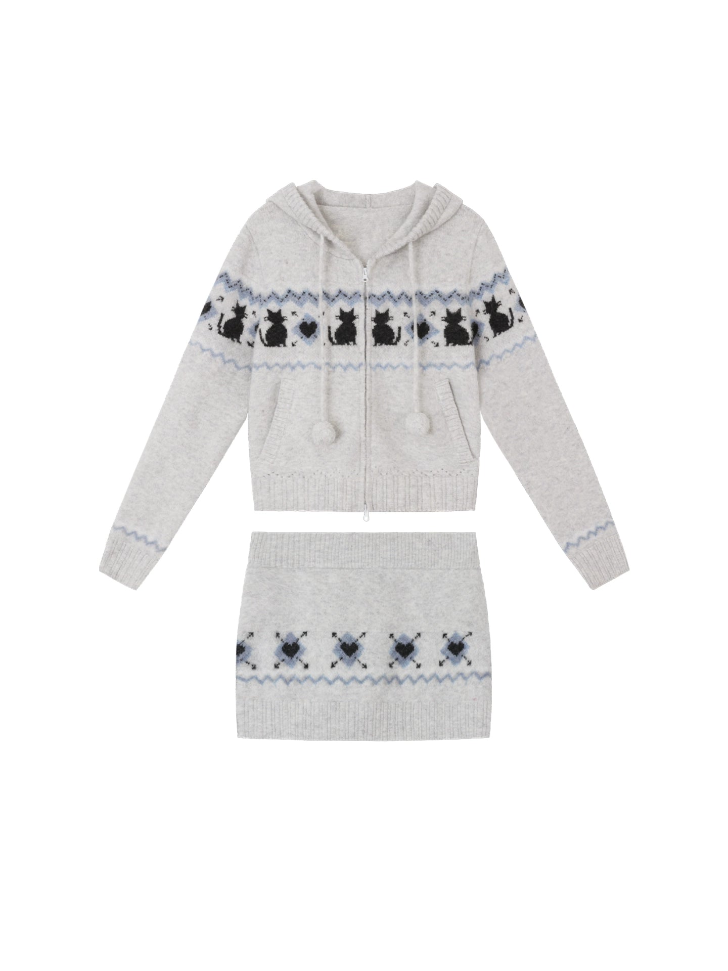 Fair Isle Woolen Skirt Set-Up