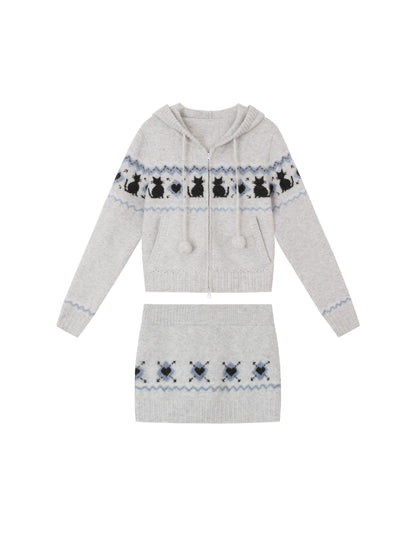Fair Isle Woolen Skirt Set-Up
