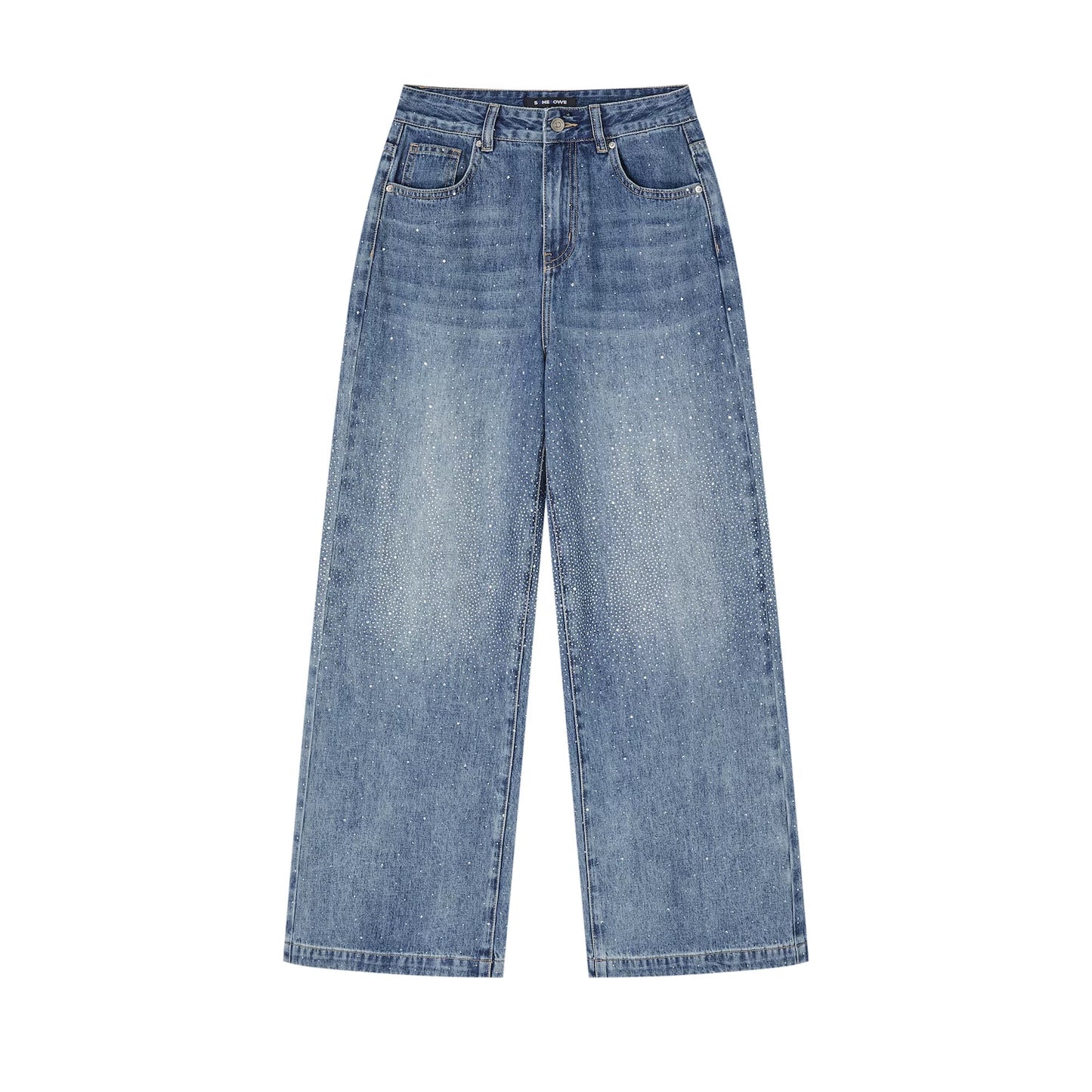 Somesowe 레트로 스트레이트핏 스파클링 청바지