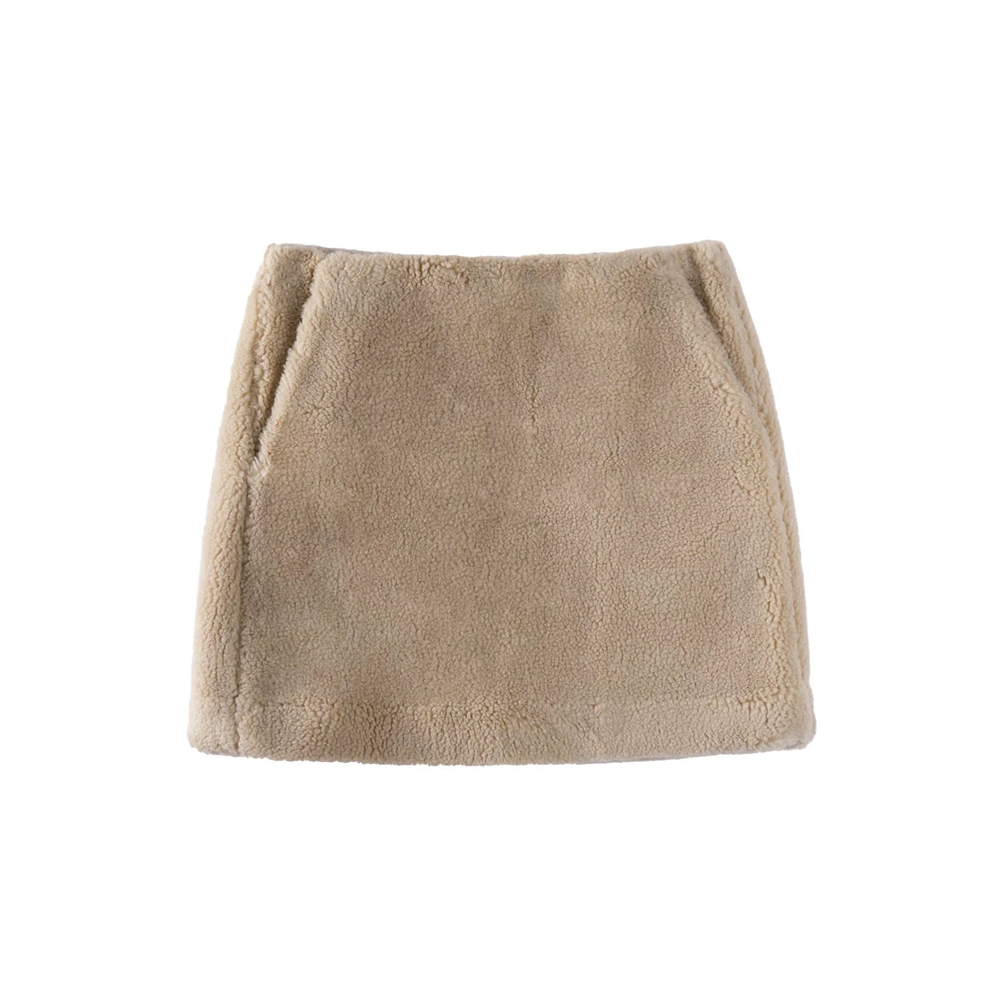 Retro Coffee Lamb Wool Skirt