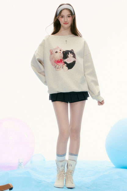 Retro Loose Round Neck Sweatshirt