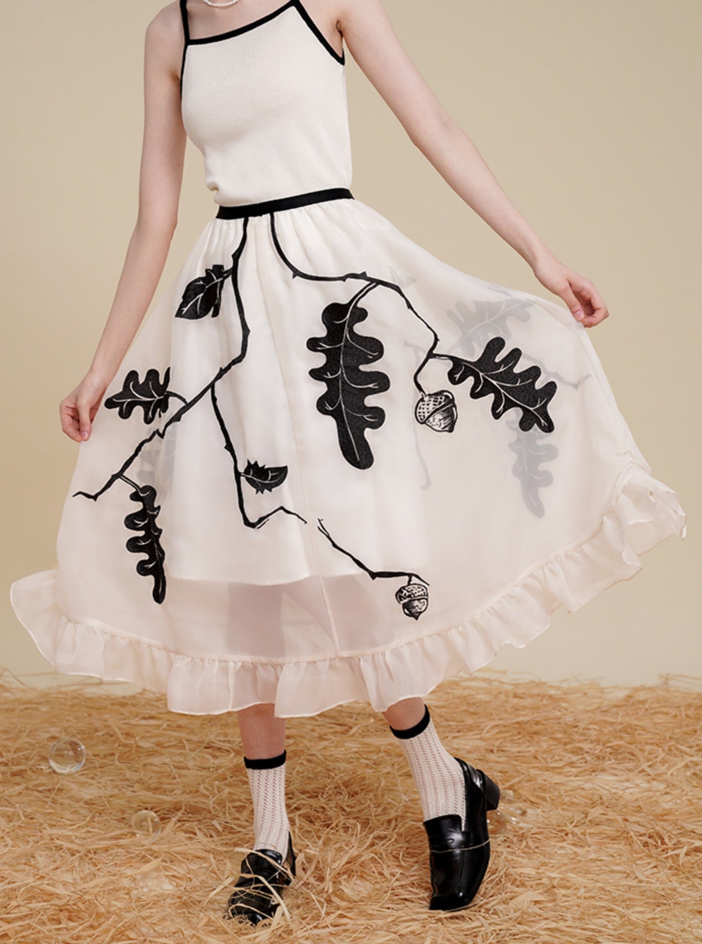 Embroidery Large Swing Gauze Skirt