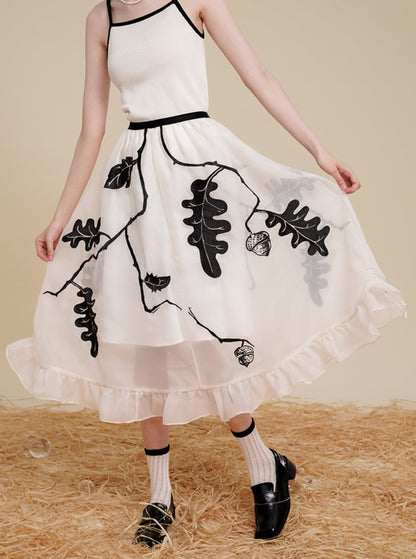 Embroidery Large Swing Gauze Skirt