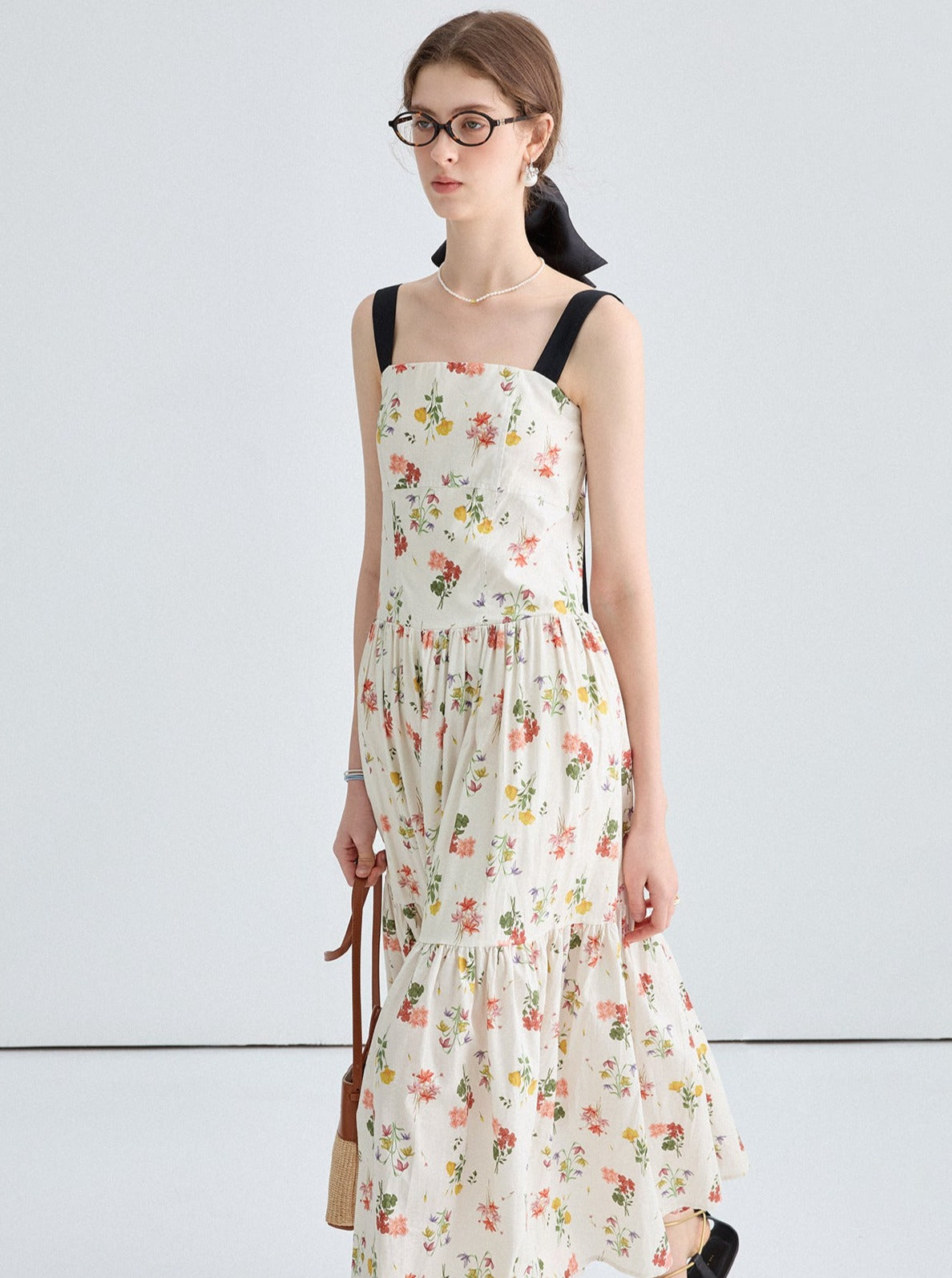 Temperament French Print Slip Dress