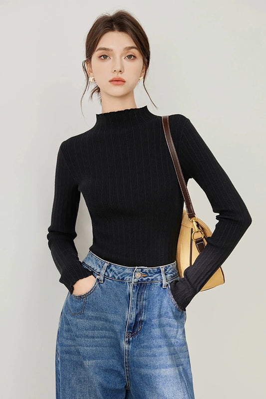 Stitching Crew Neck Pullover Top