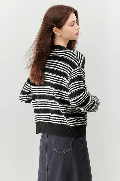 Thick Stripe Knitted Cardigan