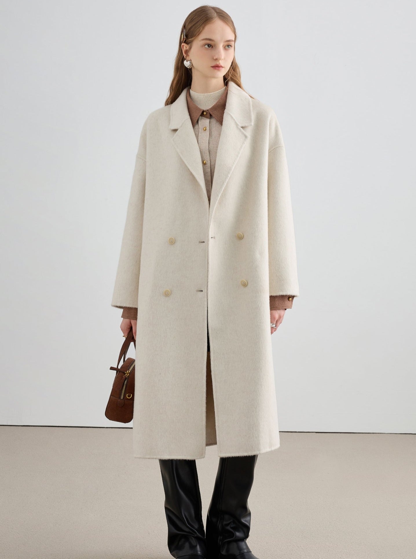 small medium-length woolen coat