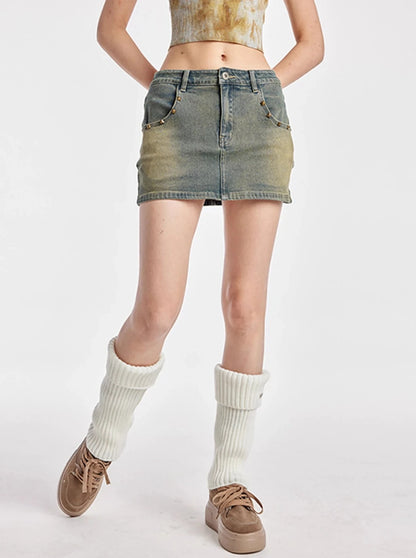 Nostalgic Blue Low Waist Denim Skirt