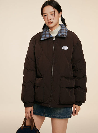 PLAID SHORT DUCK DOWN BREAD JACKET