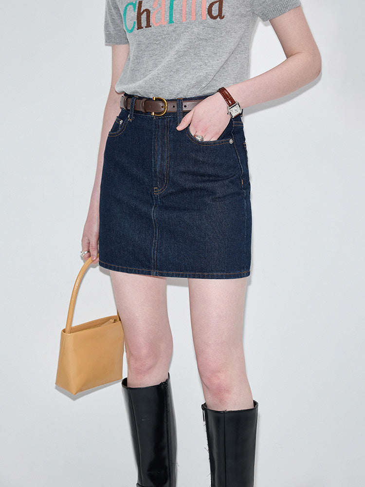 High-waisted Slim Denim Skirt