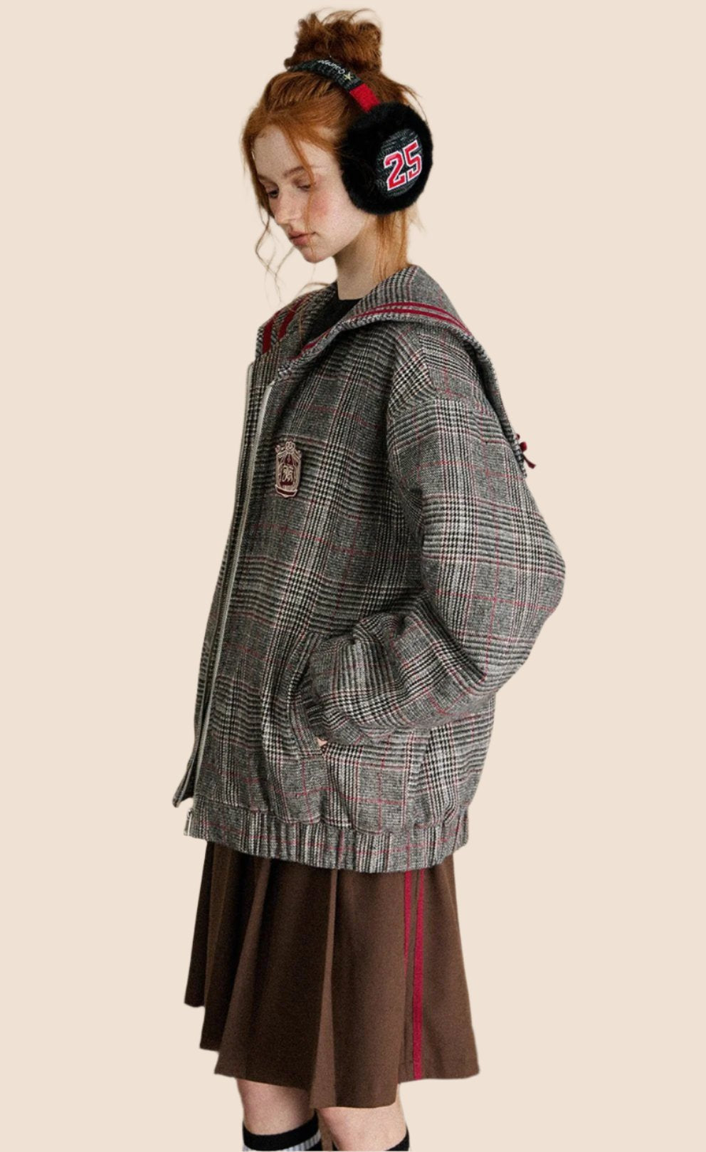 Loose Check Hooded Jacket