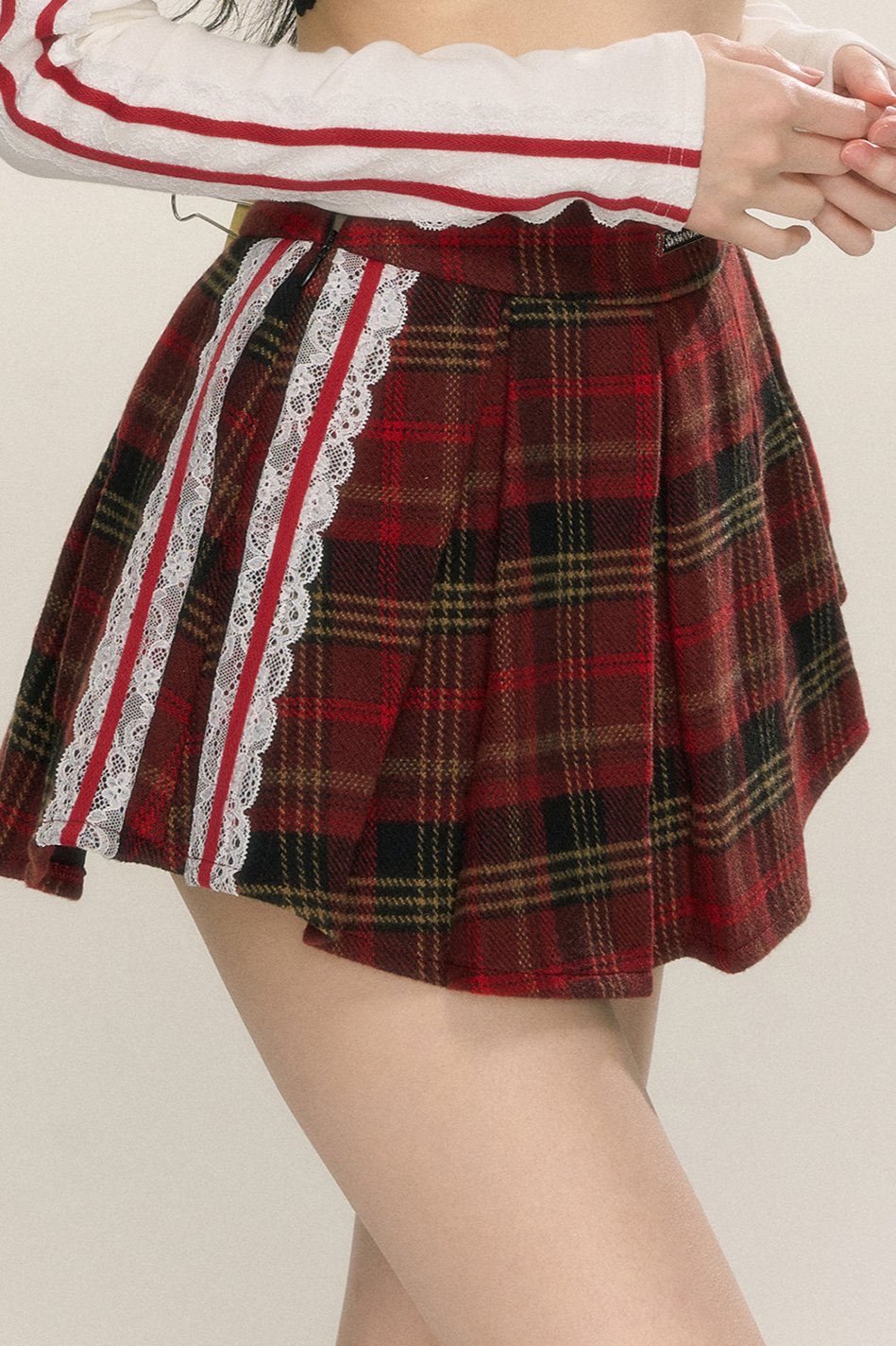 Red Plaid Scottish Lace Skirt