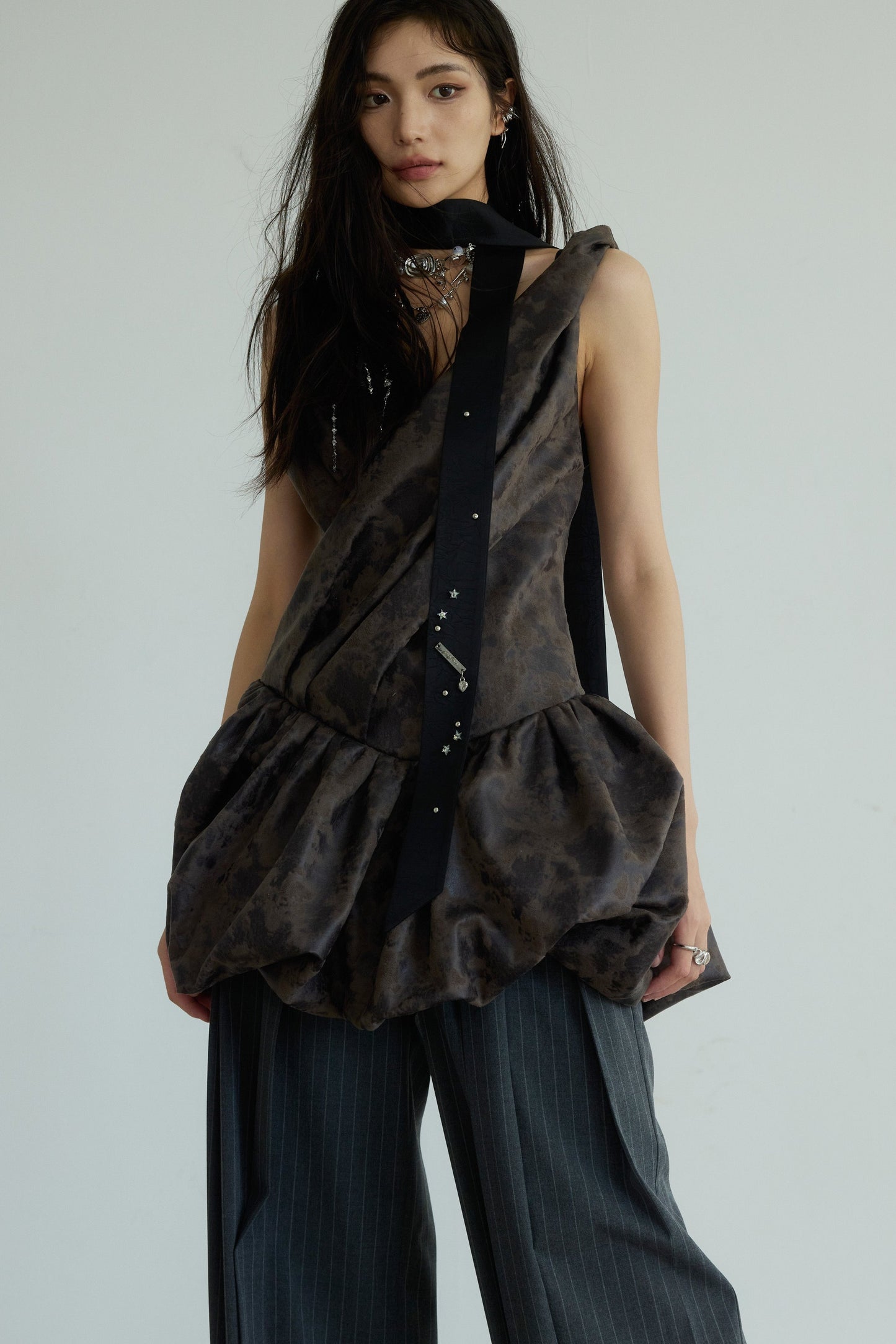 Dark Rock Vest Slip Dress