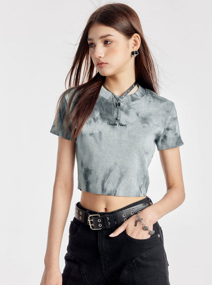 Versatile Dark Tie-Dye Crop Top