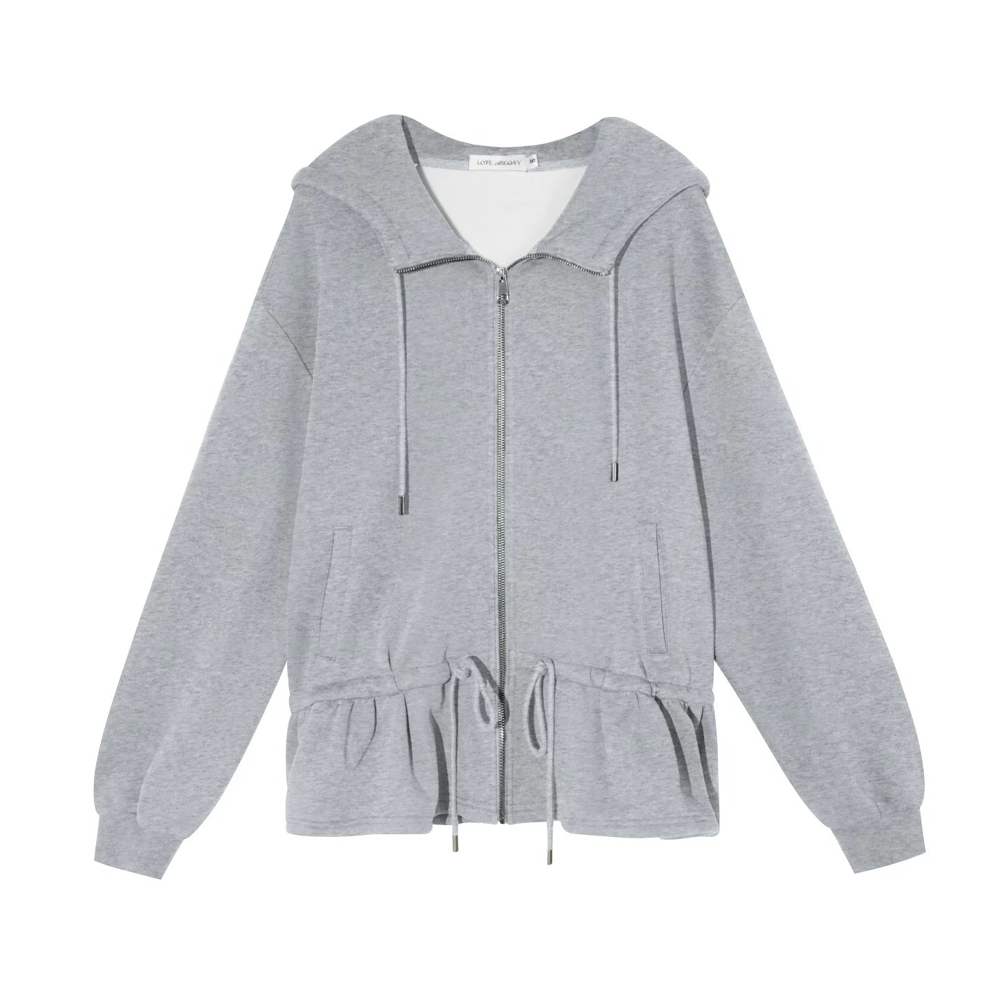 Hooded Drawstring Fleece Jacket Set-Up