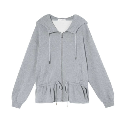 Hooded Drawstring Fleece Jacket Set-Up