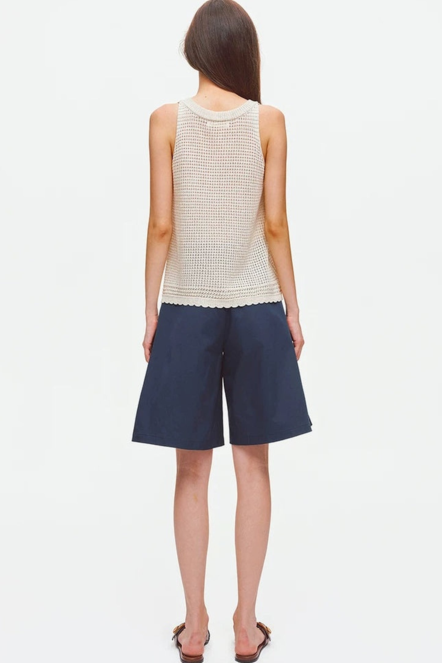 Strukturiertes durchbrochenes Strick-Tanktop