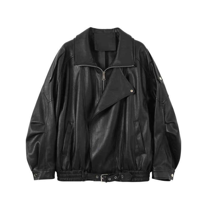 High-End Leather Jacket With Shorts Set-Up