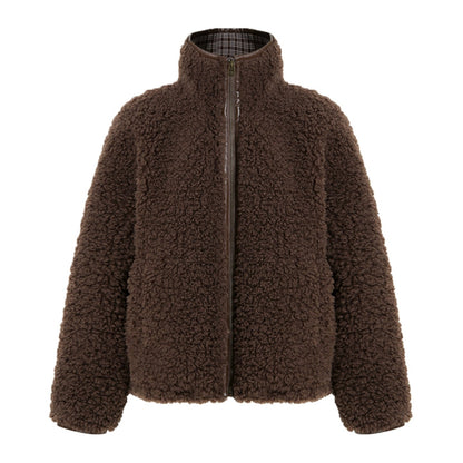 Wool Plaid Patchwork Coat