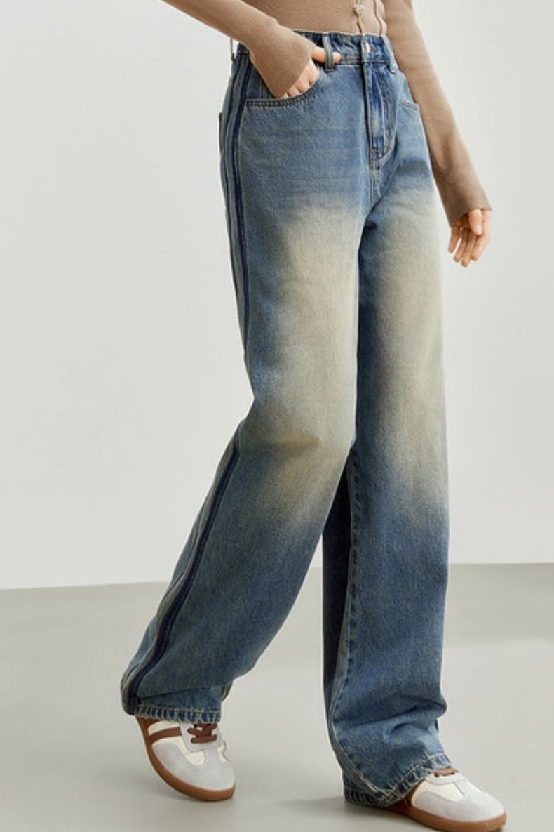 Retro High-Waisted Straight Jeans